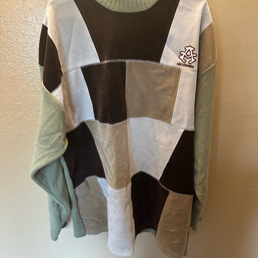 Akademiks Black and White Cowl Neck Sweater with Geometric Design